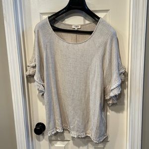 Umgee Woven Shirt, Beige, Size M